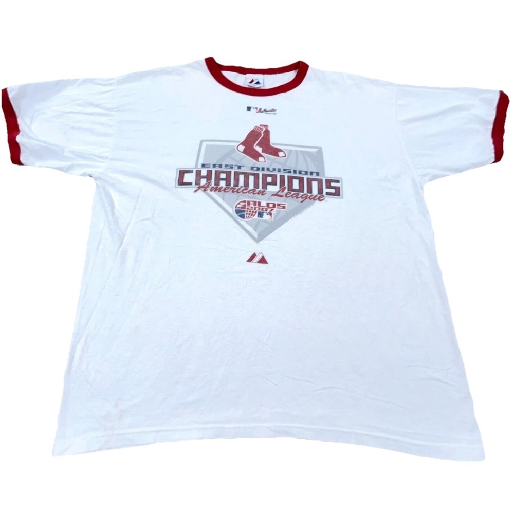 Vintage Boston Red Sox Shirt Men XXL White Red Tee Spell Out Ringer MLB Y2K 00s*